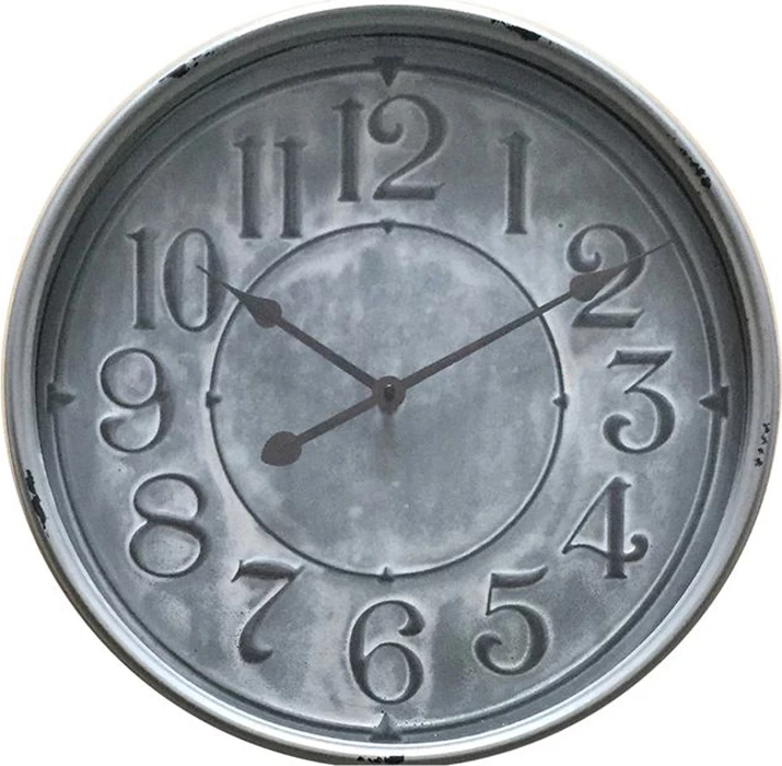 Orë muri, metal dhe xham, ngjyrë gri, 48x48x7cm