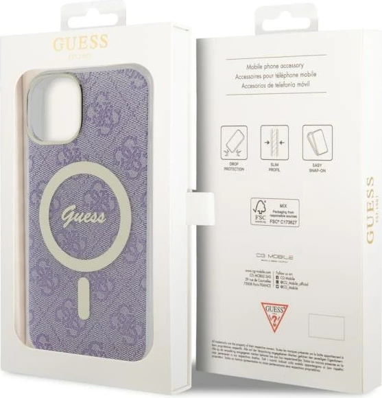 Mbështjellës Guess GUHMP14MH4STU për iPhone 14 Plus 6.7", MagSafe, vjollcë