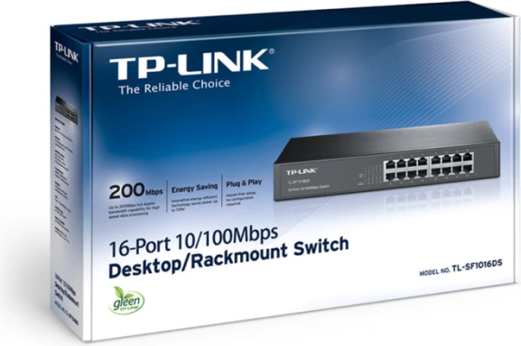 Switch TP-LINK TL-SF1016DS, 16-port 10/100Mbps, rackmount/desktop, fanless, i zi, set me kit montimi