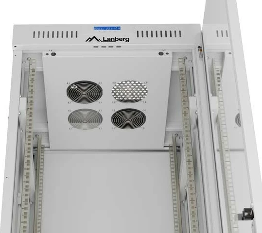 Shafë rack LANBERG 19" 42U 600x600, derë xhami, LCD V2, gri