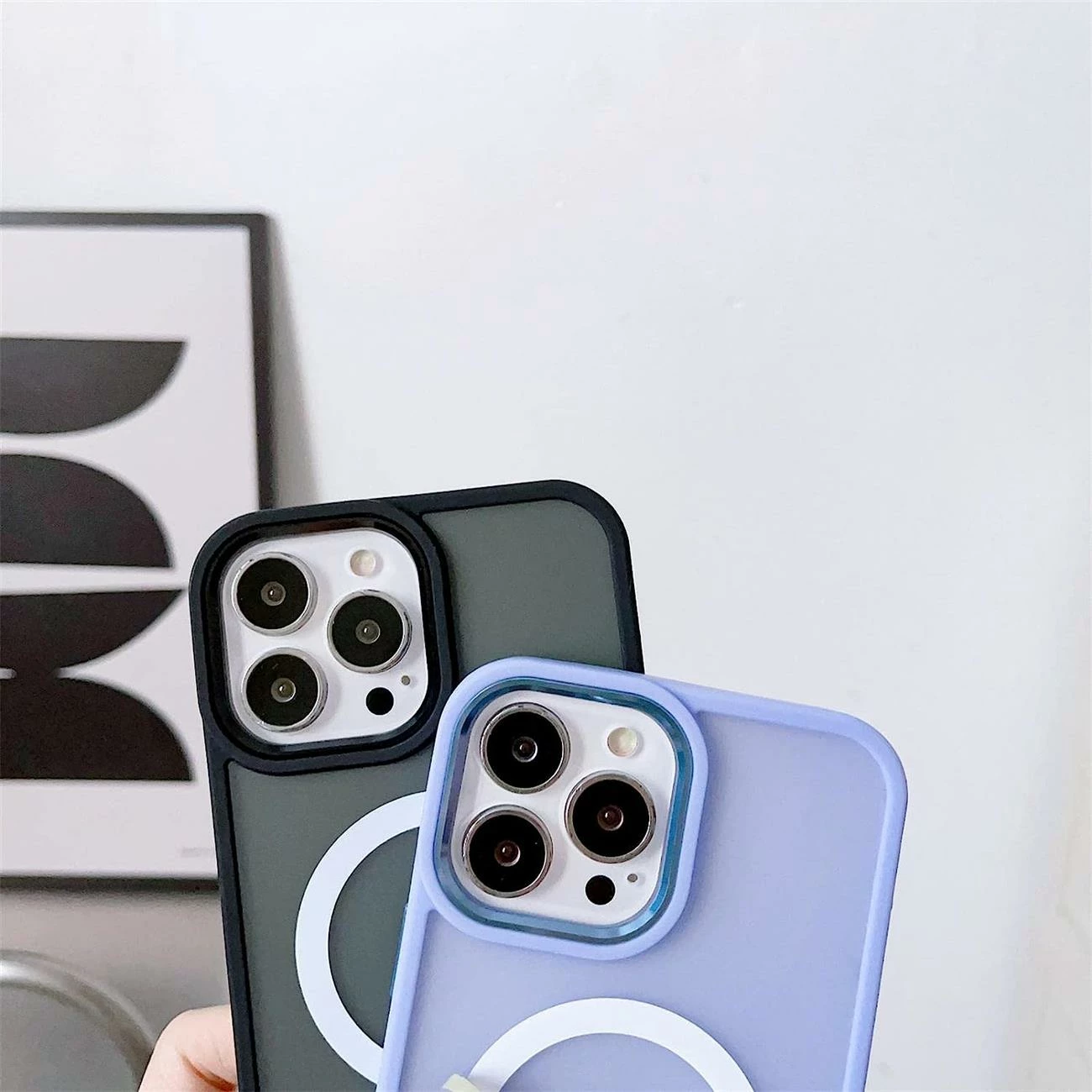 Mbështjellës Hurtel Color Matte Case për iPhone 14 Plus, MagSafe, i zi