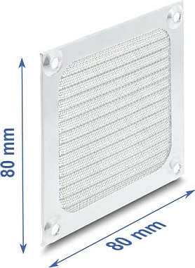 Grilë ventilatori DeLOCK 80 x 80 mm, filtër pluhuri rrjetë çelik inox, e argjendtë