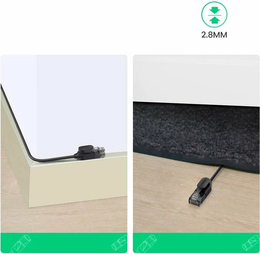 Kabllo rrjeti Ugreen Cat 6A UTP RJ45, 5m, e zezë