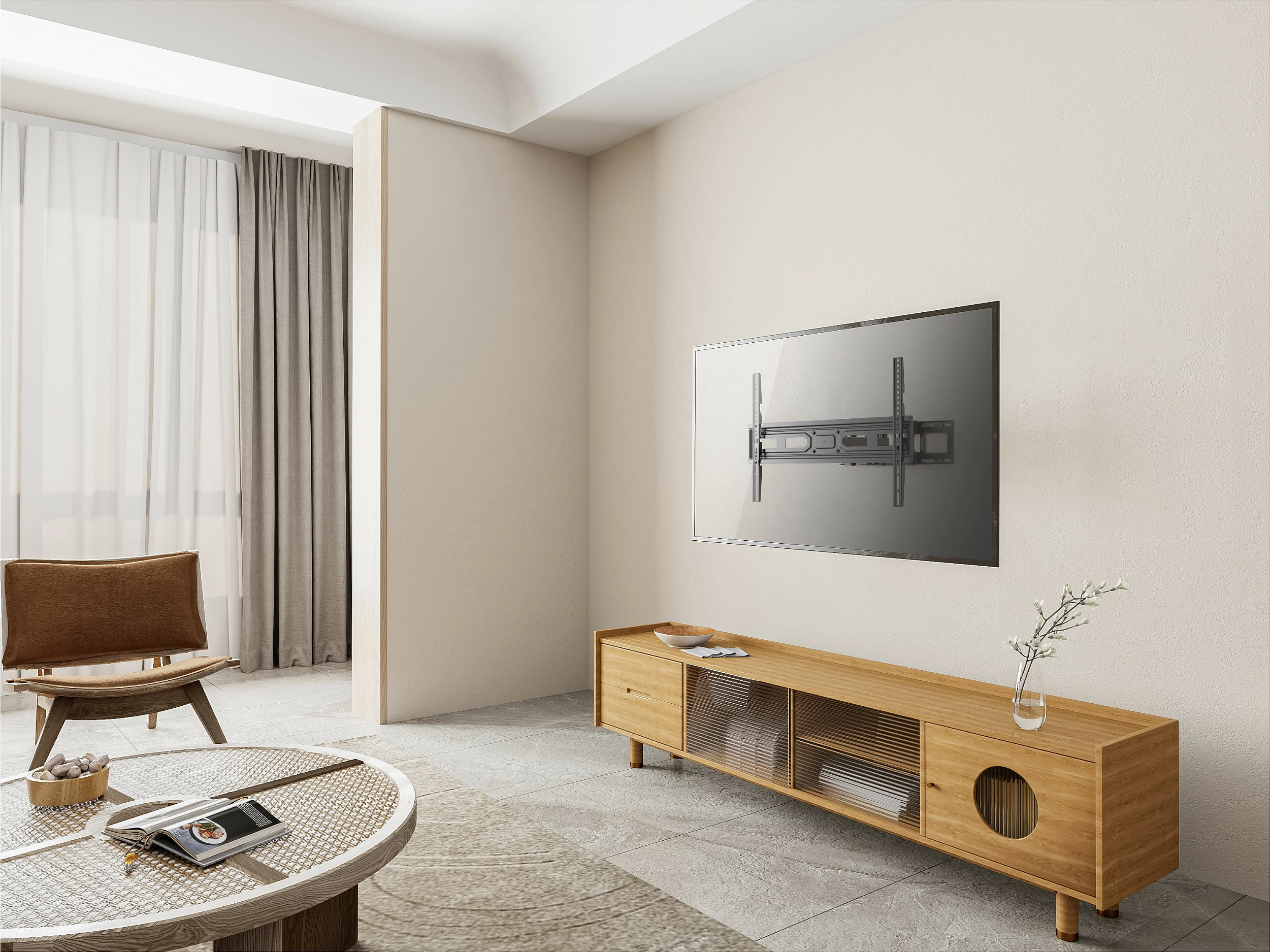 Mbajtëse muri për TV/Monitor EQUIP 37"-80", VESA 600x400, 40 kg, e lëvizshme/tilt, e zezë