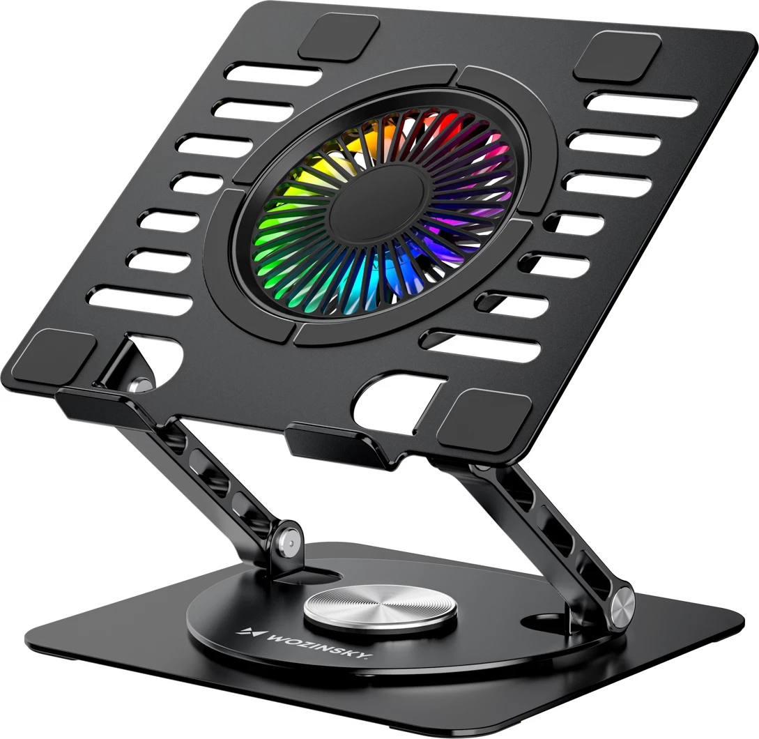 Stendë ftohëse për laptop/tablet Wozinsky CoolBase WDCX-X16-AS RGB 360°, 10\"-16\", 2x USB 2.0, e zezë