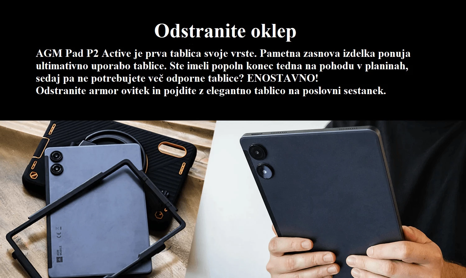 Tablet rugged AGM Pad P2 Active 11\", 8GB+8GB RAM, 256GB, IP68, Android 14, i zi/portokalli