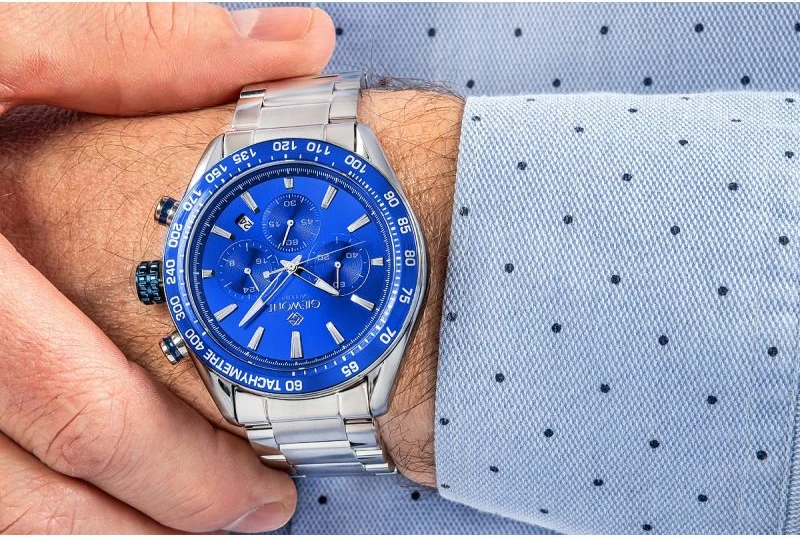 Orë dore meshkuj Giewont GW9580-B3, argjendtë/kaltër