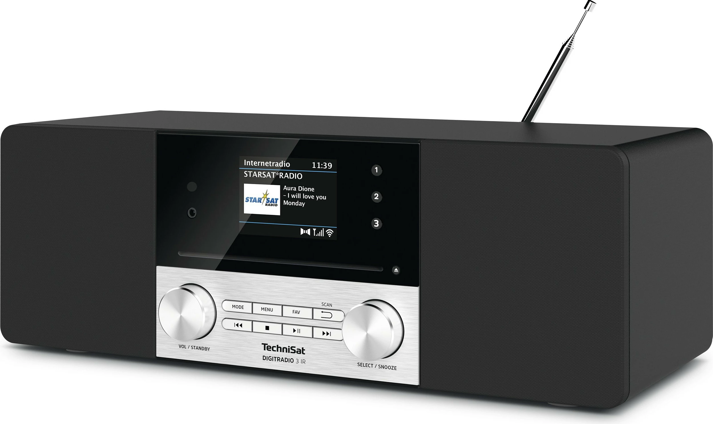 Radio digjitale TechniSat DigitRadio 3 IR, internet, DAB+, FM, e zezë/argjendtë