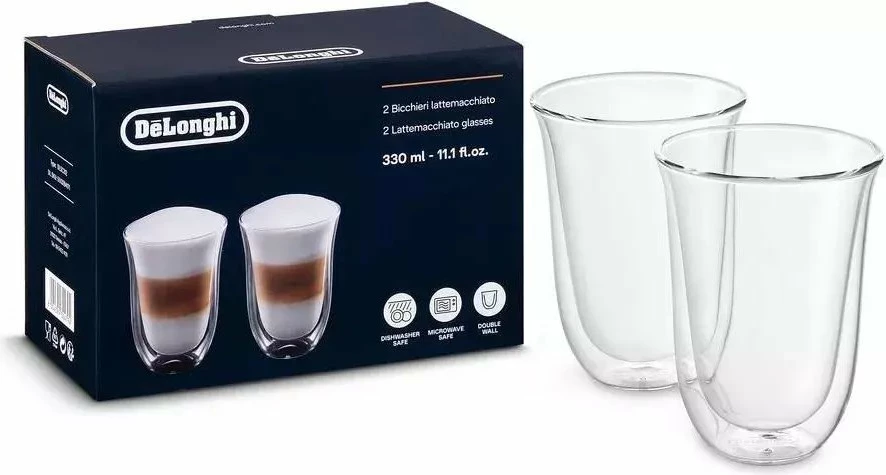 Gotë termike DeLonghi 5513214611 Latte Macchiato 330 ml, transparente, set 2 copë
