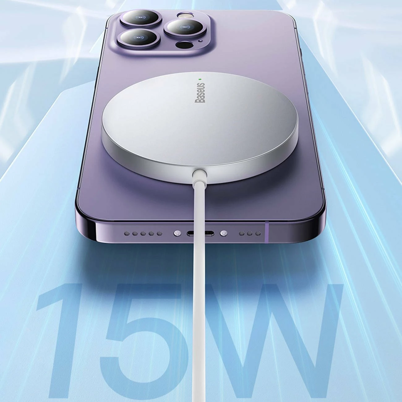 Karikues induktiv magnetik Baseus Simple Mini 3 CCJJ040001 15W, 1x USB-A/1x USB-C, i zi