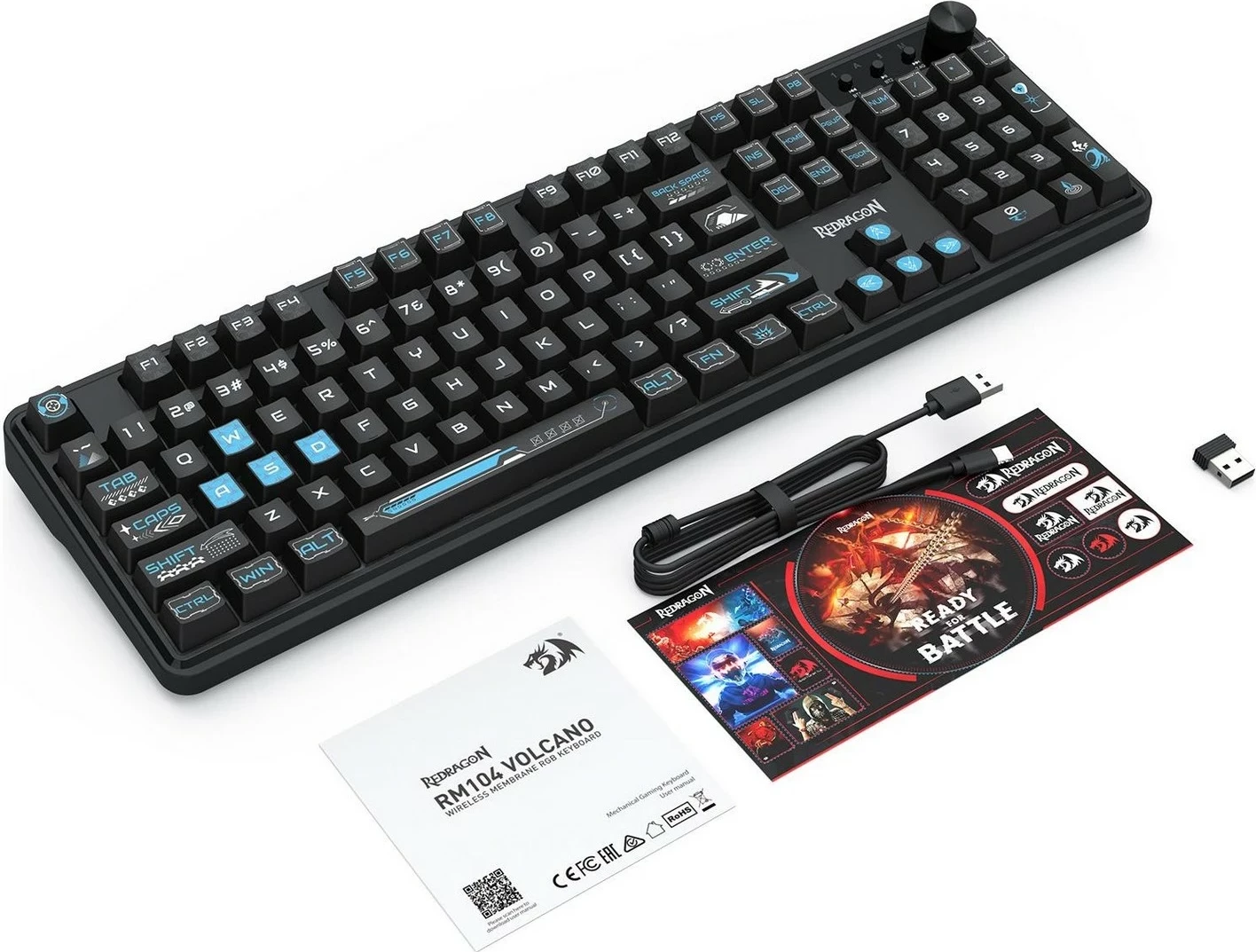 Tastierë Redragon Volcano K526BB-WL, RGB, wireless, full-size, e zezë