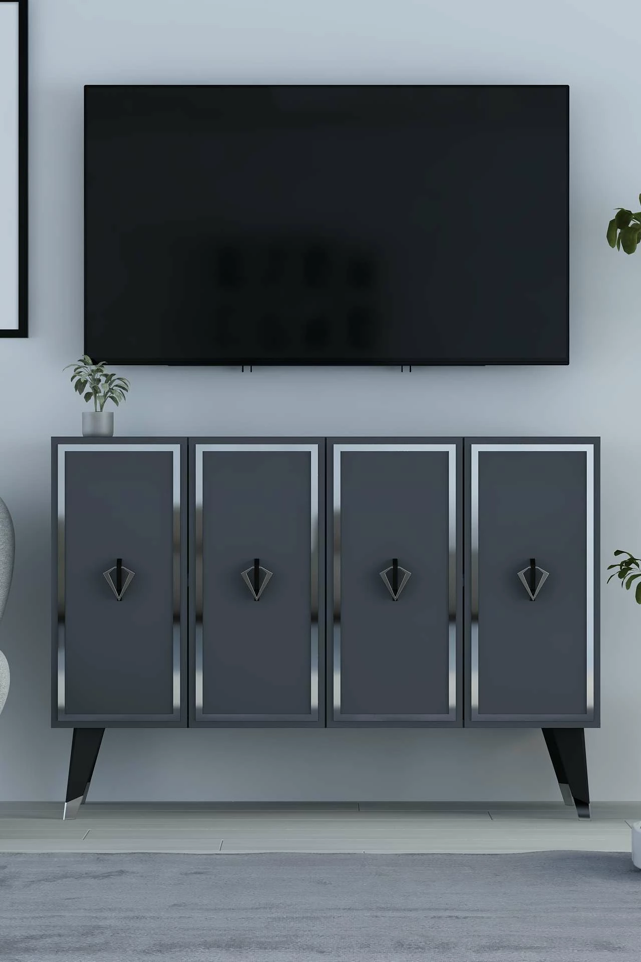 Konsol Skye Decor, 8175KM-32, antracit, e zezë, argjend