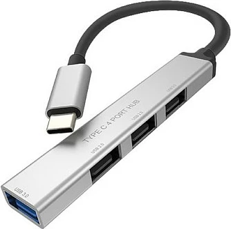 USB hub ROLINE USB 3.2 Gen 1, 4x USB-A, USB-C, 5Gbps, aluminium