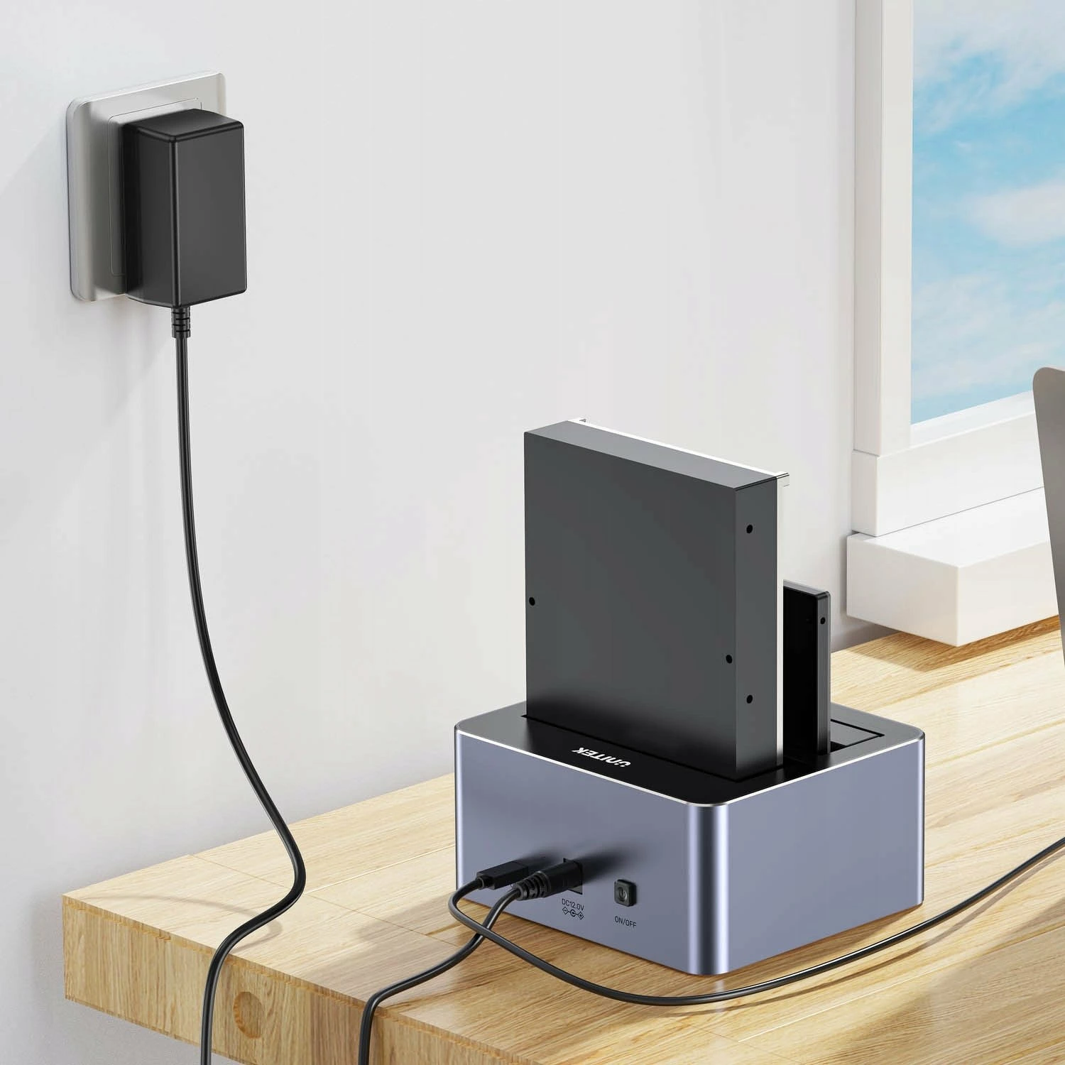Docking station Unitek Y-3027GY01-EU, 2x SATA 2.5\"/3.5\", USB-C 10Gbps, argjendtë