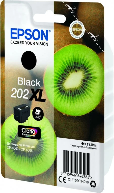 Patron boje Epson 202XL (C13T02G14010), Claria Premium, XL, 13.8 ml, ≈550 faqe, e zezë