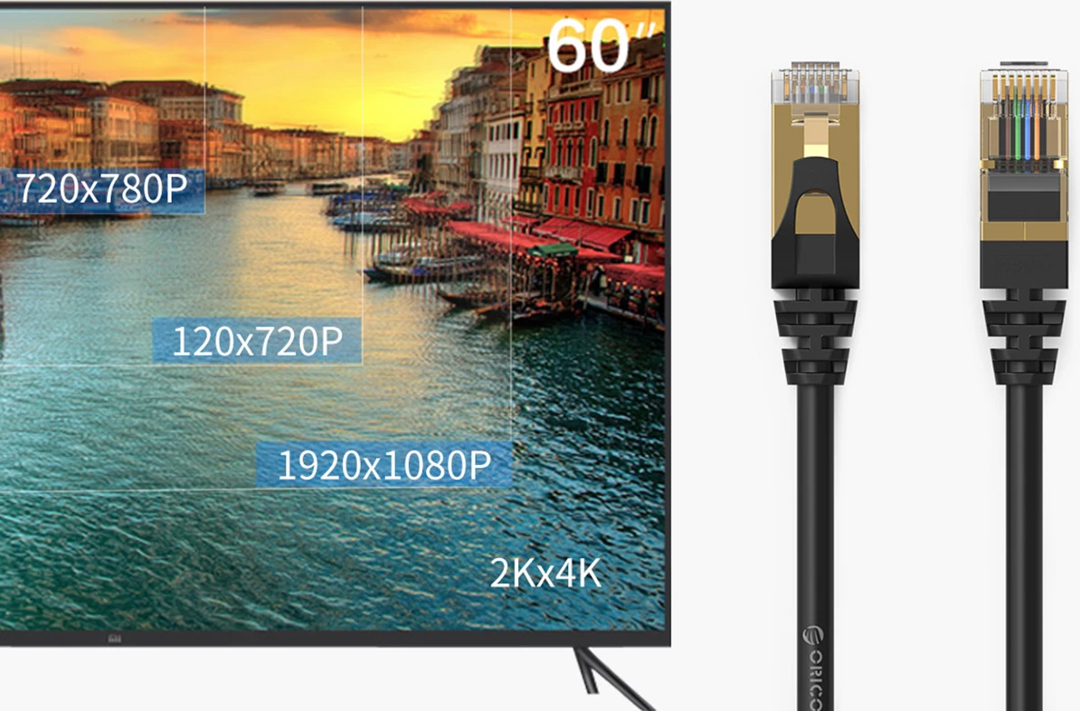 Kabllo rrjeti Ethernet Orico PUG-C7 CAT7 10Gbps RJ45-RJ45 5 m, e zezë