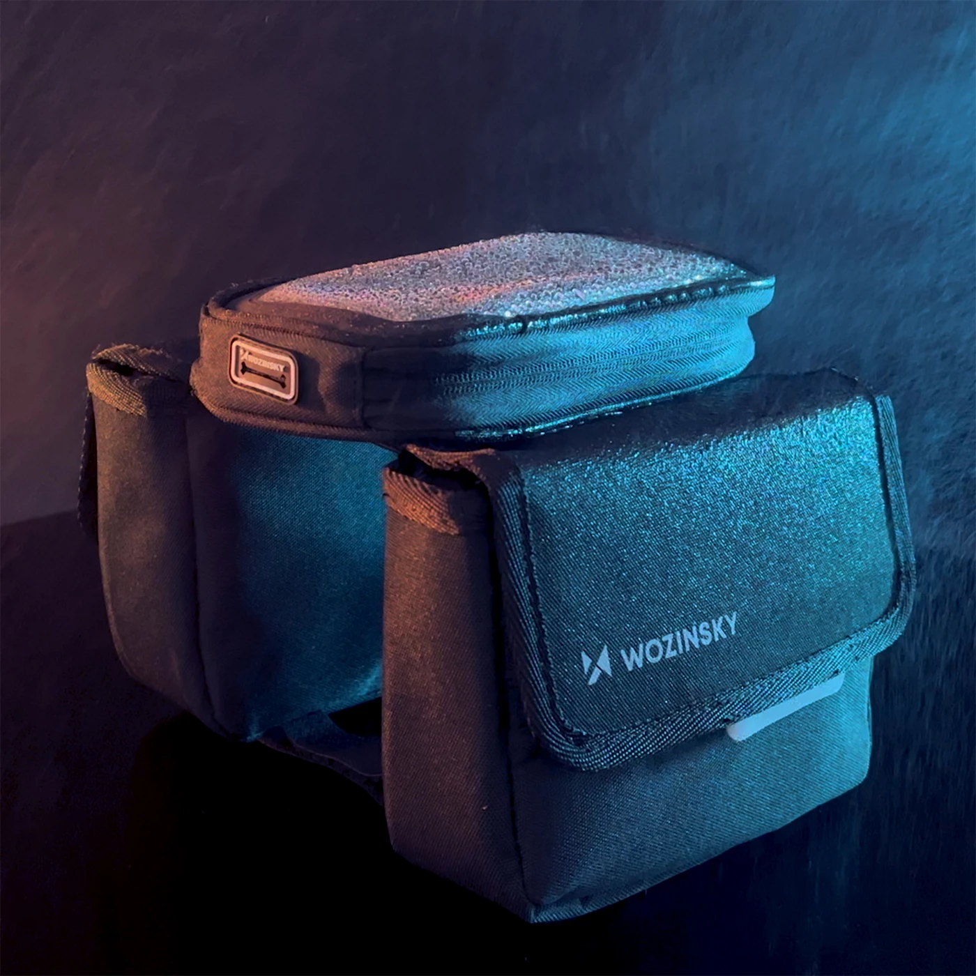 Çantë kornize për biçikletë Wozinsky WBB26BK, 1.5L, e zezë, me mbështjellës telefoni