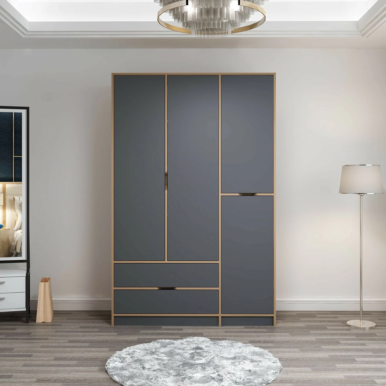 Dollap Hanah Home, Elina, anthracite-dore, 140x208x52cm