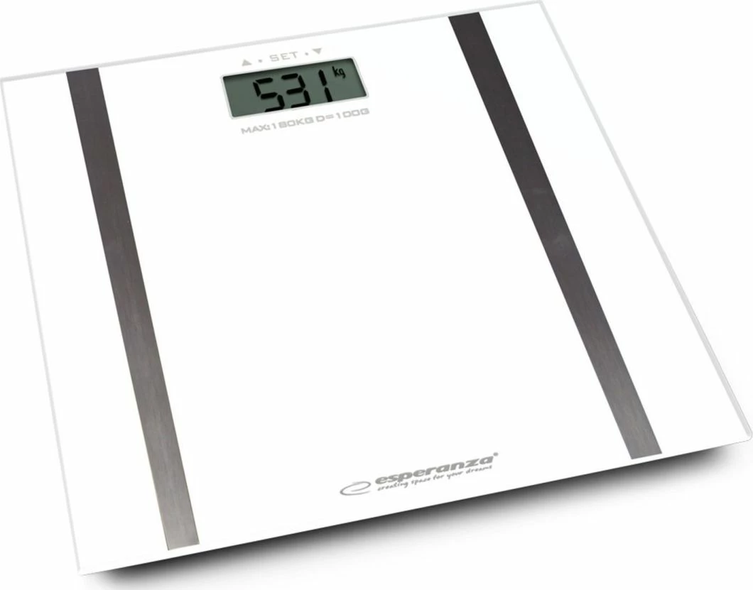 Peshore elektronike Esperanza Samba EBS018W 180 kg, me analizë dhjami/uje/muskul, me aplikacion, e bardhë