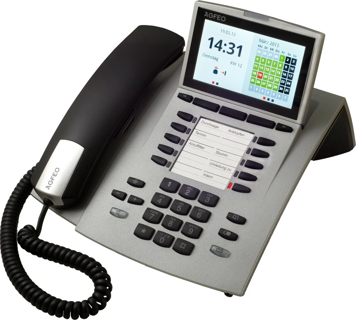 Telefon analog AGFEO ST 45, 1000 kontakte, Caller ID, Argjendtë