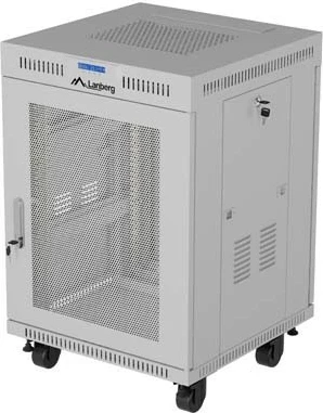 Kabinet rack LANBERG 19" 15U 600x600, në këmbë, derë e perforuar, gri