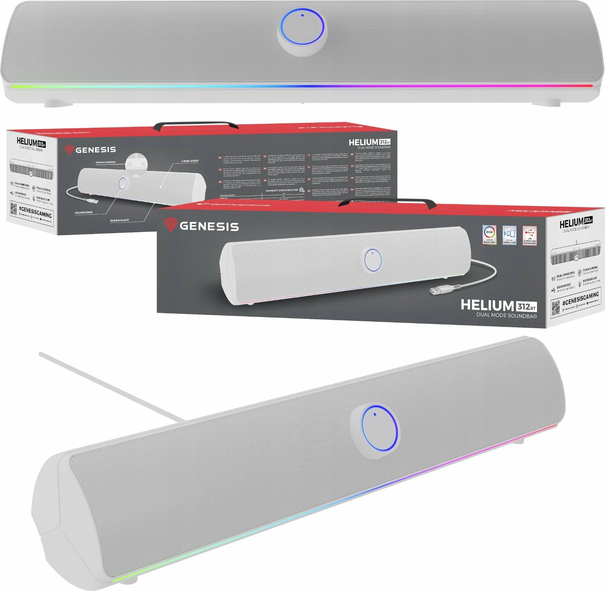 Altoparlantë GENESIS Helium 312BT (NCS-2305) 10W, Bluetooth 5.2, 2.0, i bardhë