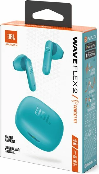 Kufje wireless JBL Wave Flex 2, Bluetooth 5.3, 40 orë bateri, me mikrofon, blu