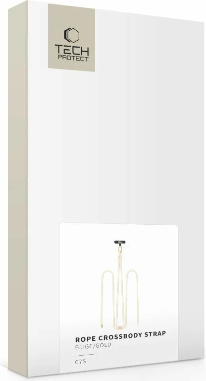 Rrip crossbody për celular Tech-Protect C7S Rope, me adapter, Bezhe