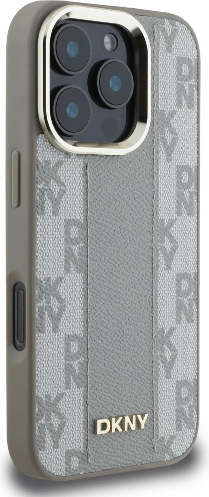 Mbështjellës DKNY Checkered Pattern MagSafe për iPhone 16 Pro, Bezhe