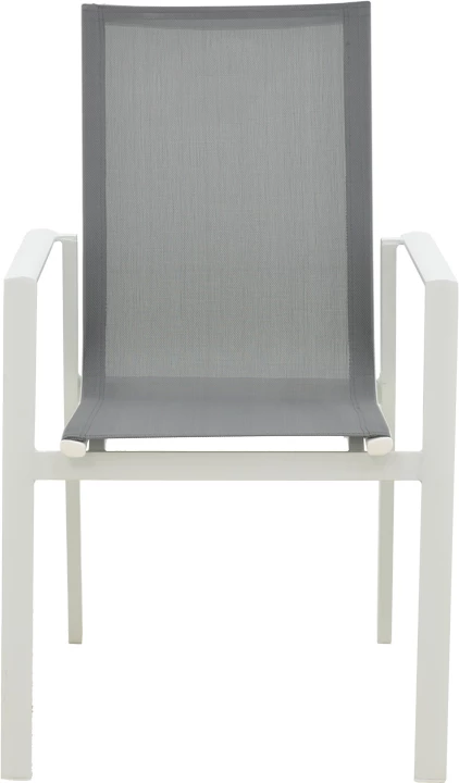 Karrige për kopsht Dashiell metalike e bardhë textilene gri e lehtë 71x58x94cm