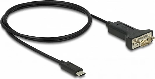 Adapter DeLOCK USB Type-C në Serial RS-232 DB9, 1 m, i zi