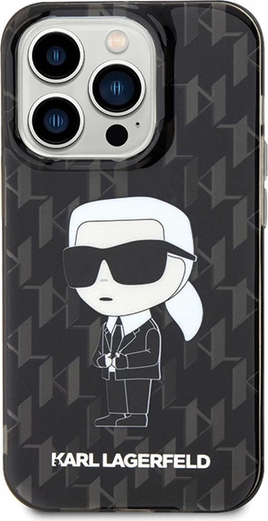 Mbështjellës Karl Lagerfeld Monogram Ikonik për iPhone 15 Pro Max, i zi