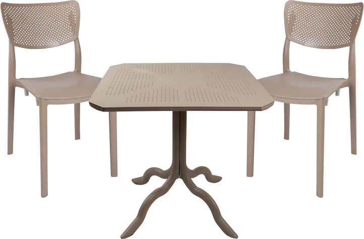 Set tavolinë me dy karrige për kopsht ose ballkon, ngjyrë kapuçino, Icon-Ignite, 3 copë