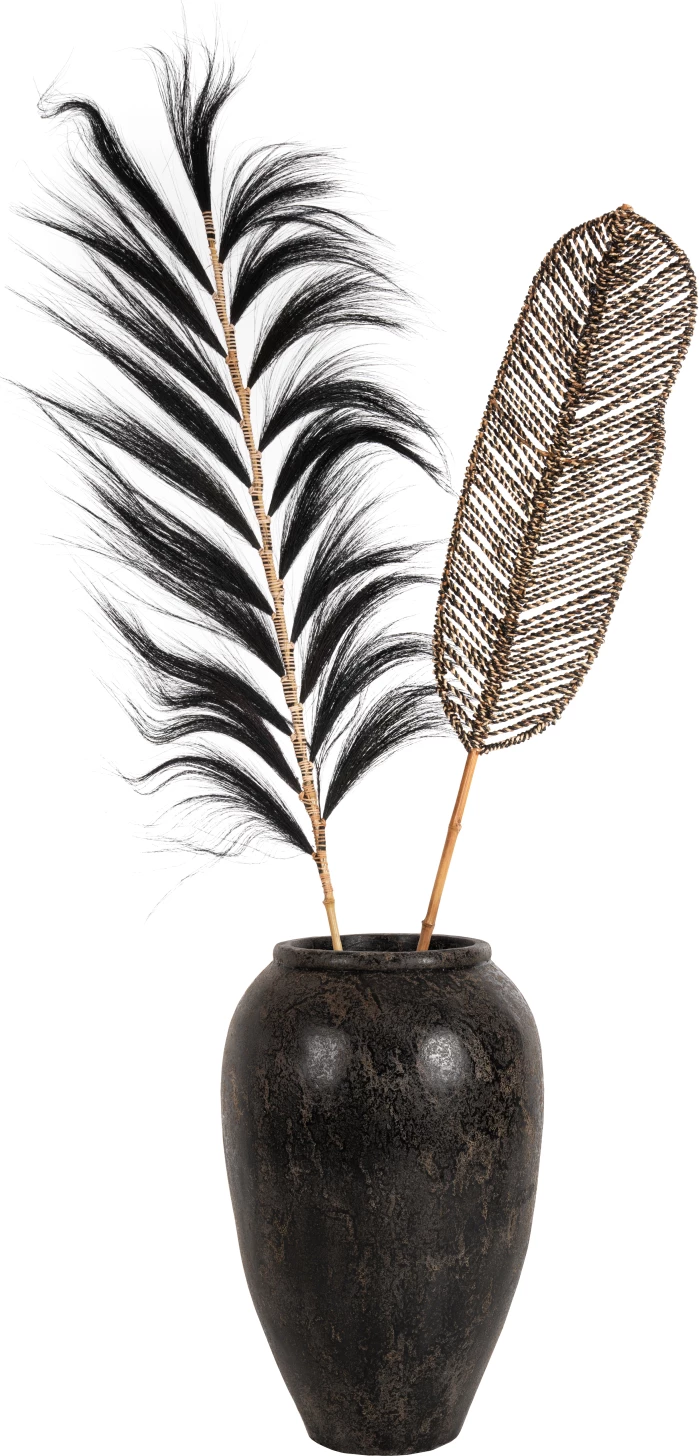 Gjethe dekorative FH7850 nga kallam i egër, ngjyrë e zezë-natyrale, 80x225x2 cm