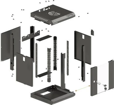 Kasë RACK LANBERG 10" 4U, e zezë, dyer xhami