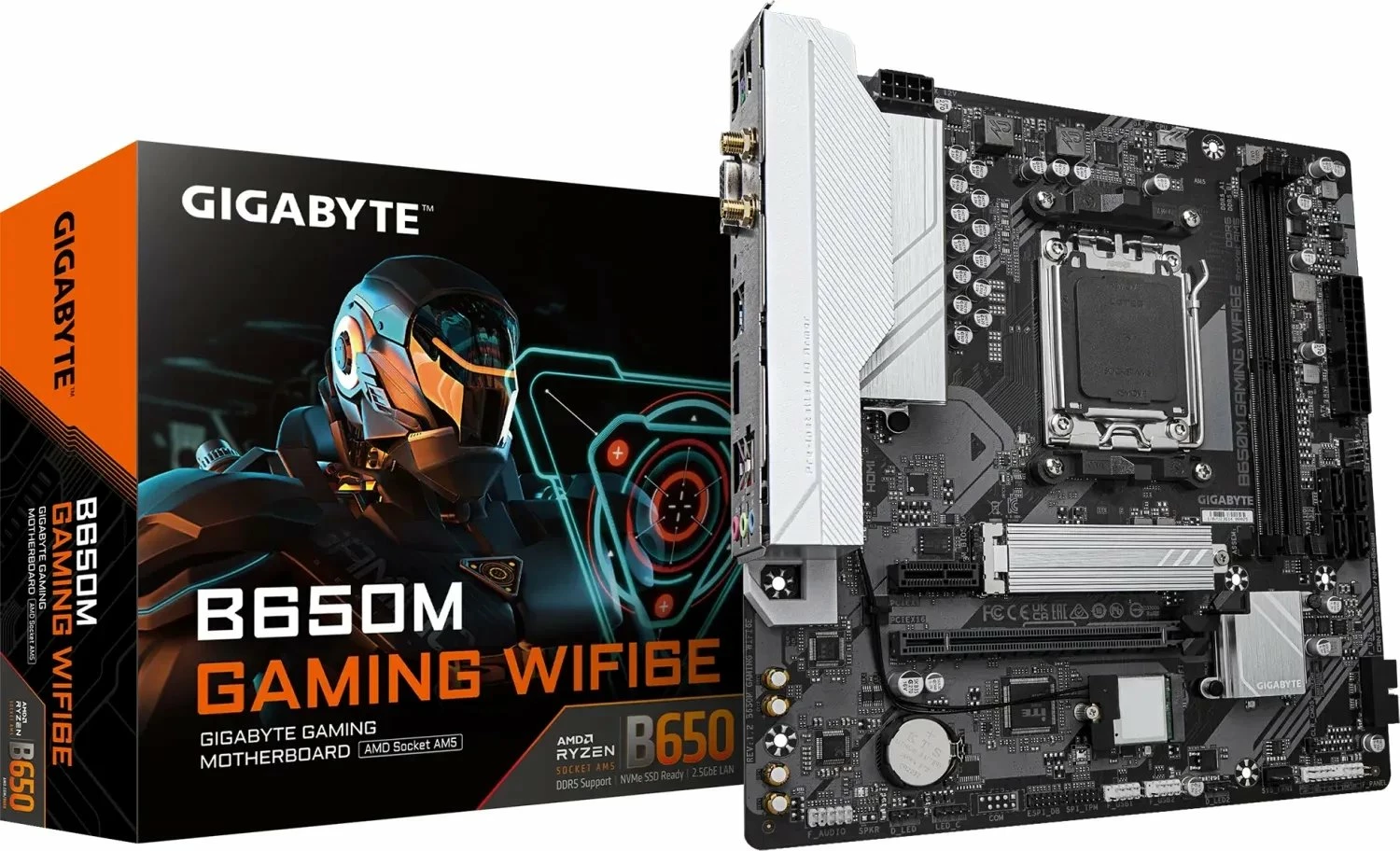 Pllakë amë Gigabyte B650M Gaming WiFi 6E, Micro-ATX, AM5, DDR5, me antenë WiFi