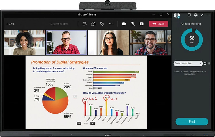 Monitor interaktiv SHARP NEC PN-L652B 65 inç 4K, Touchscreen, i zi