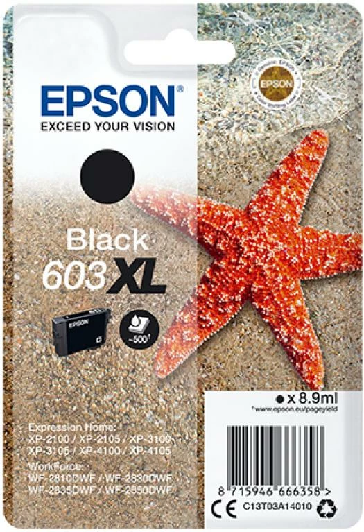 Fishek boje, Epson, 603XL C13T03A14010, rendiment i lartë 8.9 ml deri 500 faqe, e zezë