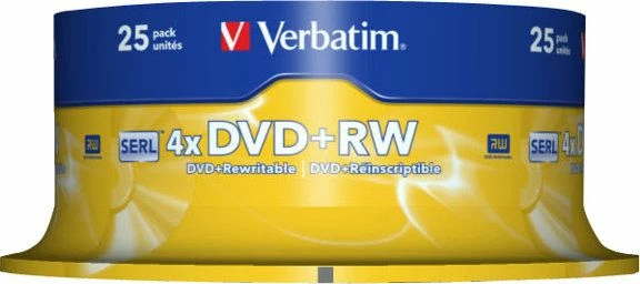 Disk DVD+RW Verbatim 43489, 4.7GB, 4x, 25 copë, gri