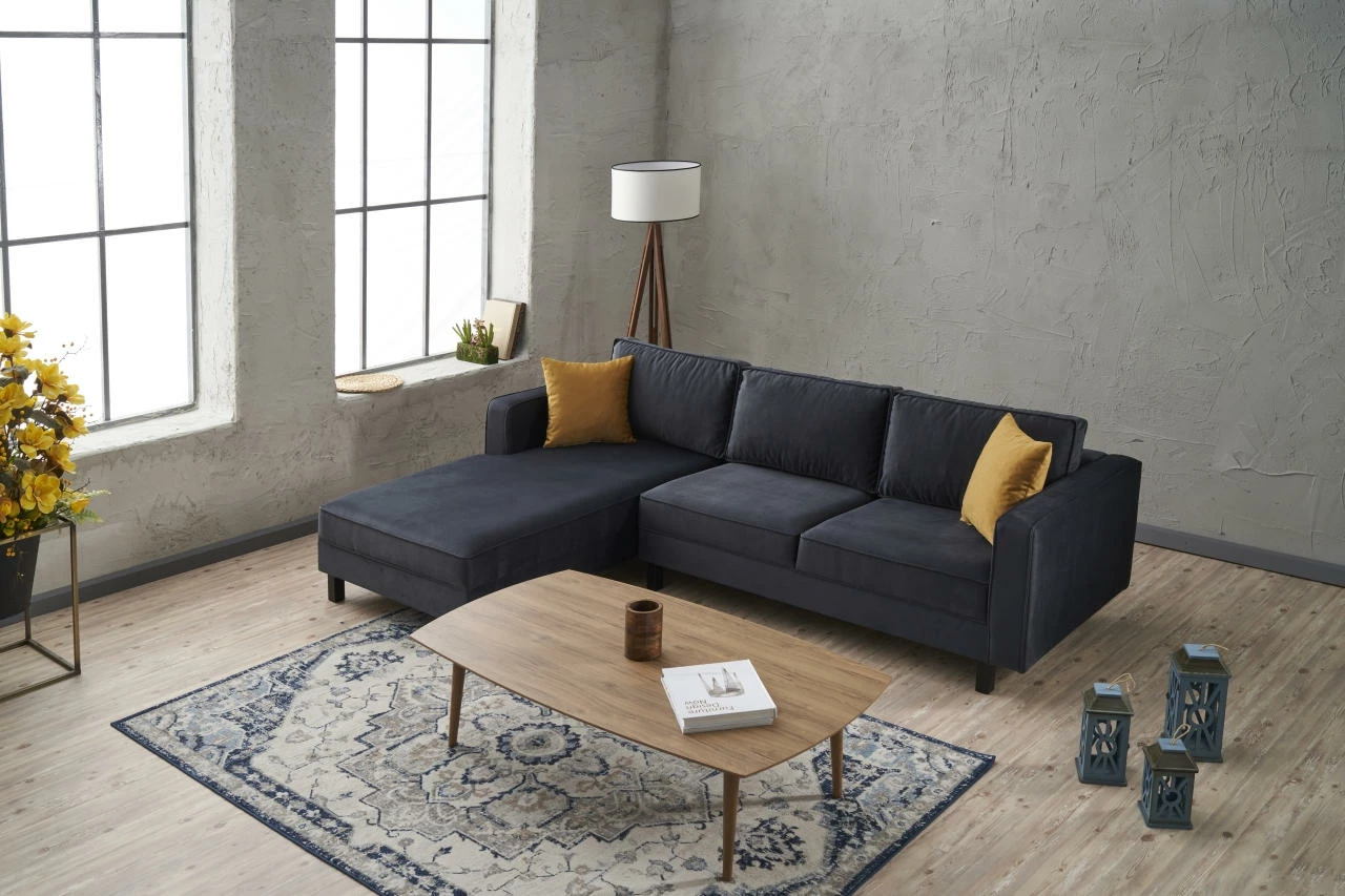 Këndare Atelier del Sofa, kadife Kale, kënd i majtë, anthracite