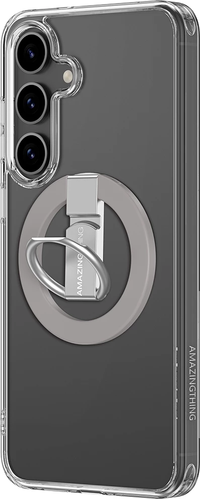 Mbështjellës AmazingThing Minimal Mag Case për Samsung Galaxy S25+, me unazë magnetike, Transparent