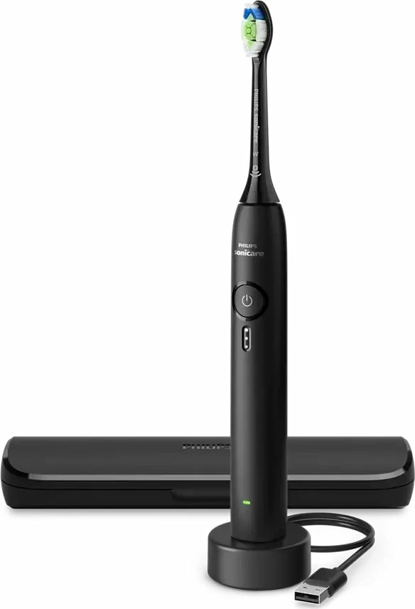 Furçë dhëmbësh elektrike Philips Sonicare 3100 HX4033/32, 31.000 lëvizje/min, 3 nivele, e zezë, set 4n1