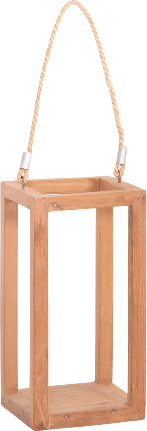 Fener dekorativ për tavolinë për qirinj, dru teak, ngjyrë natyrale, FENT FH4583, 15x15x30-53Hcm