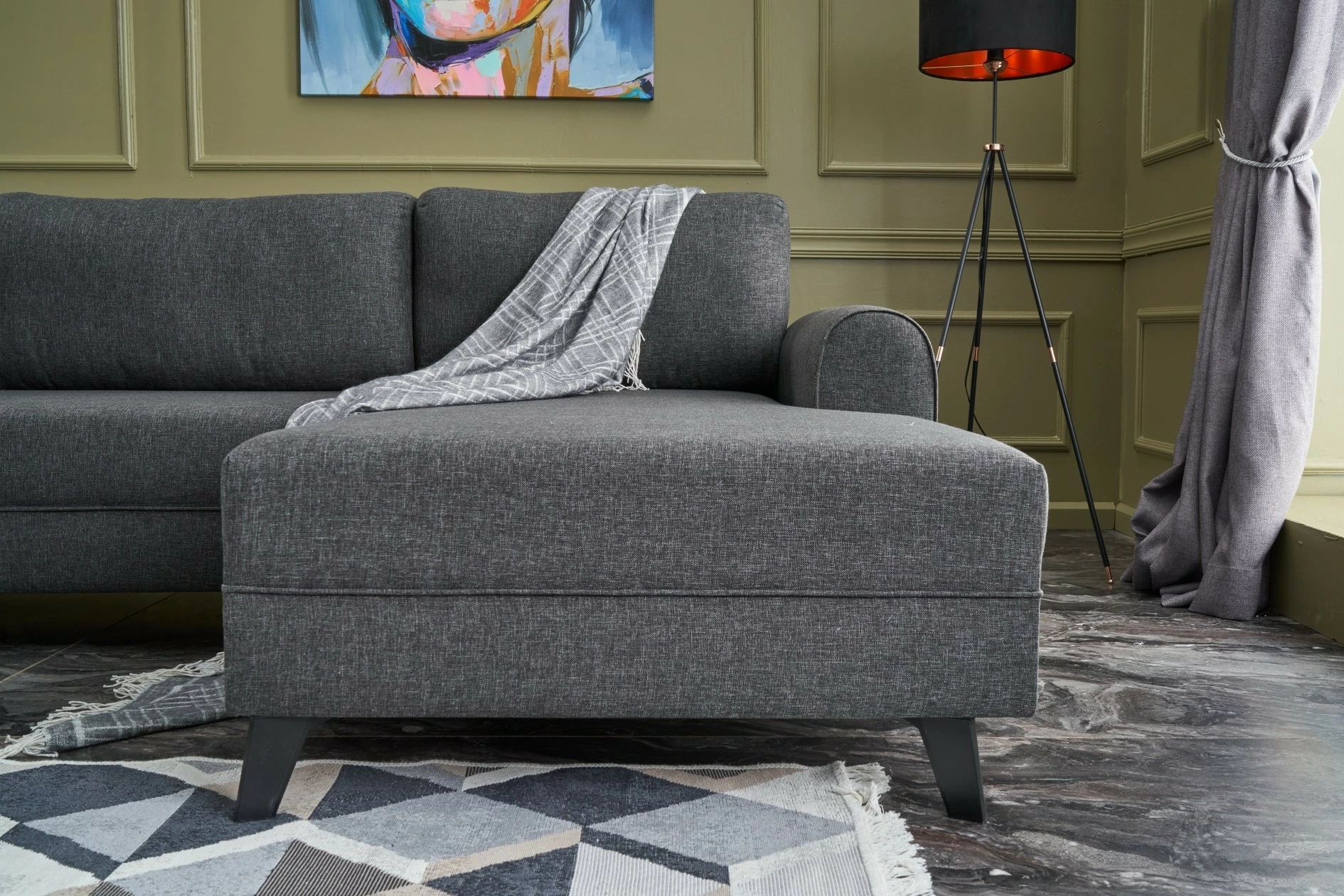 Kënd divan-krevat Belen, ngjyrë antracit, Atelier del Sofa