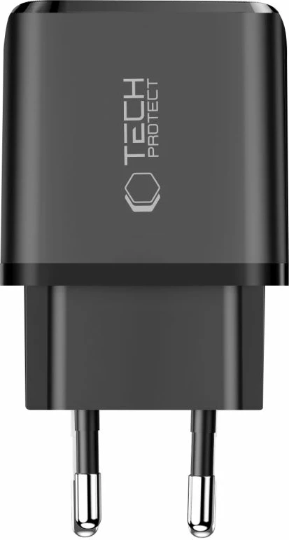 Karikues muri Tech-Protect NCA45W-GAN 45W 2-port (USB-C PD 3.0 + USB-A QC 3.0) me kabllo USB-C në USB-C 1m, i zi, set