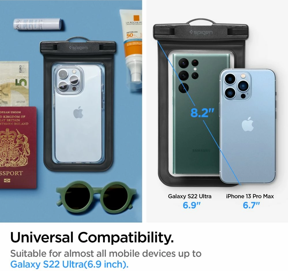 Mbështjellës Spigen Aqua Shield A601, IPX8, set 2 copë, i zi