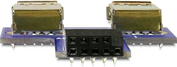Adapter intern USB DeLOCK, 9-pin 2.54 mm në 2x USB 2.0-A, zezë/kaltër/argjend