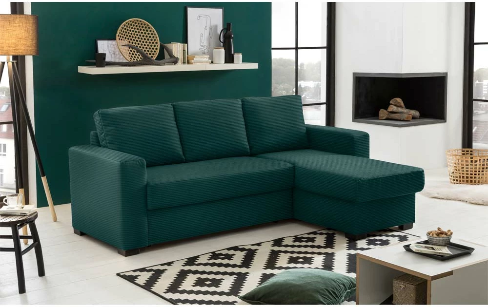 Kënd divan shtrat, i kthyeshëm, ngjyrë e gjelbër, 220x150x88