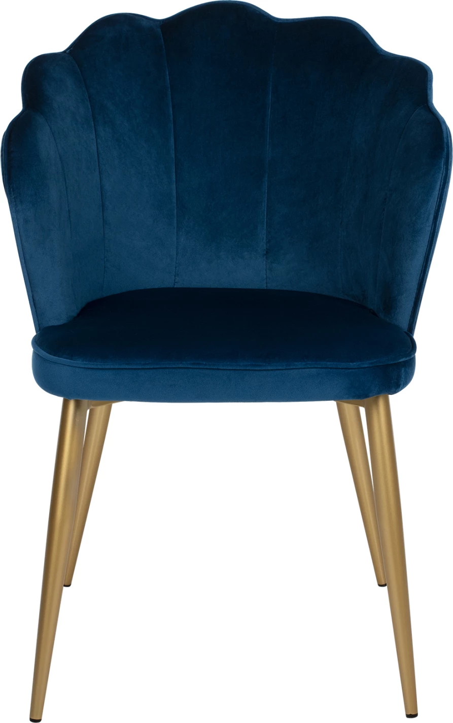 Karrige AVIE FH8737.08 metalike me kadife blu dhe këmbë të arta 48x48x85H cm., set prej 2 copash