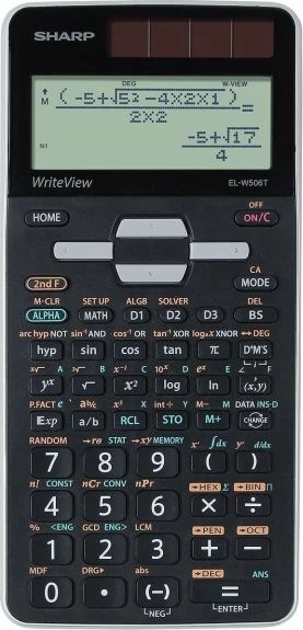 Kalkulator shkencor Sharp EL-W506TGY, 640 funksione, 16 karaktere, solar+bateri, me kapak mbrojtës, zi/portokalli